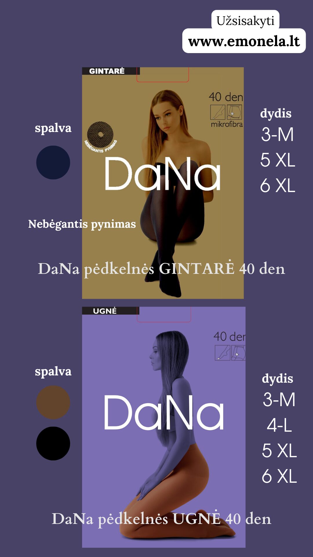 6XL Pėdkelnės 40 den – nebėgantis pynimas! Didesni dydžiai internetu