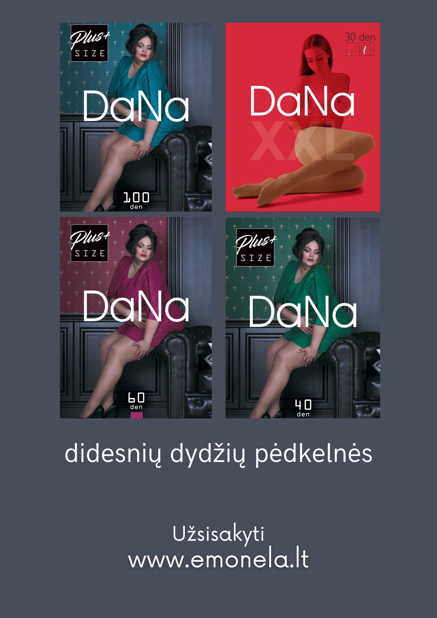 Pėdkelnės 60 den dydis 10+, spalvotos
