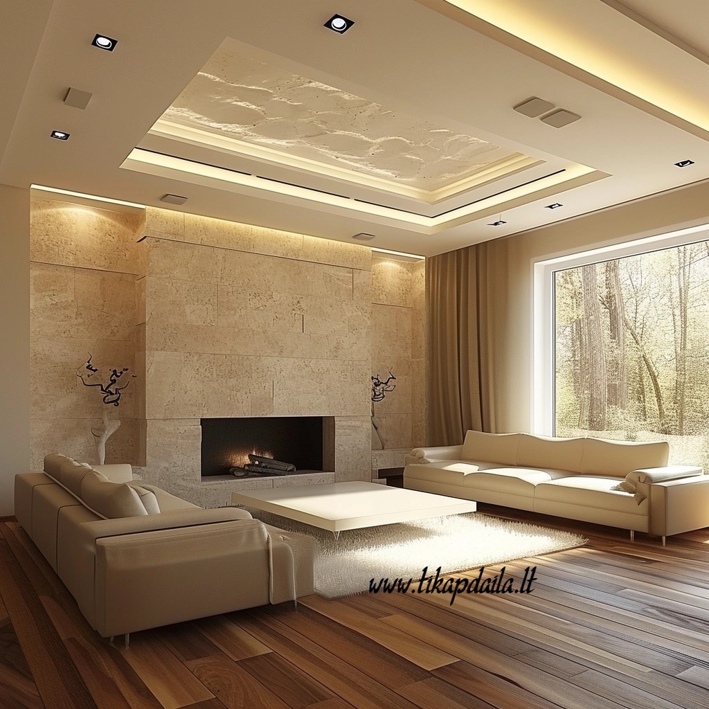 Židinio apdaila dekoratyviniu akmeniu