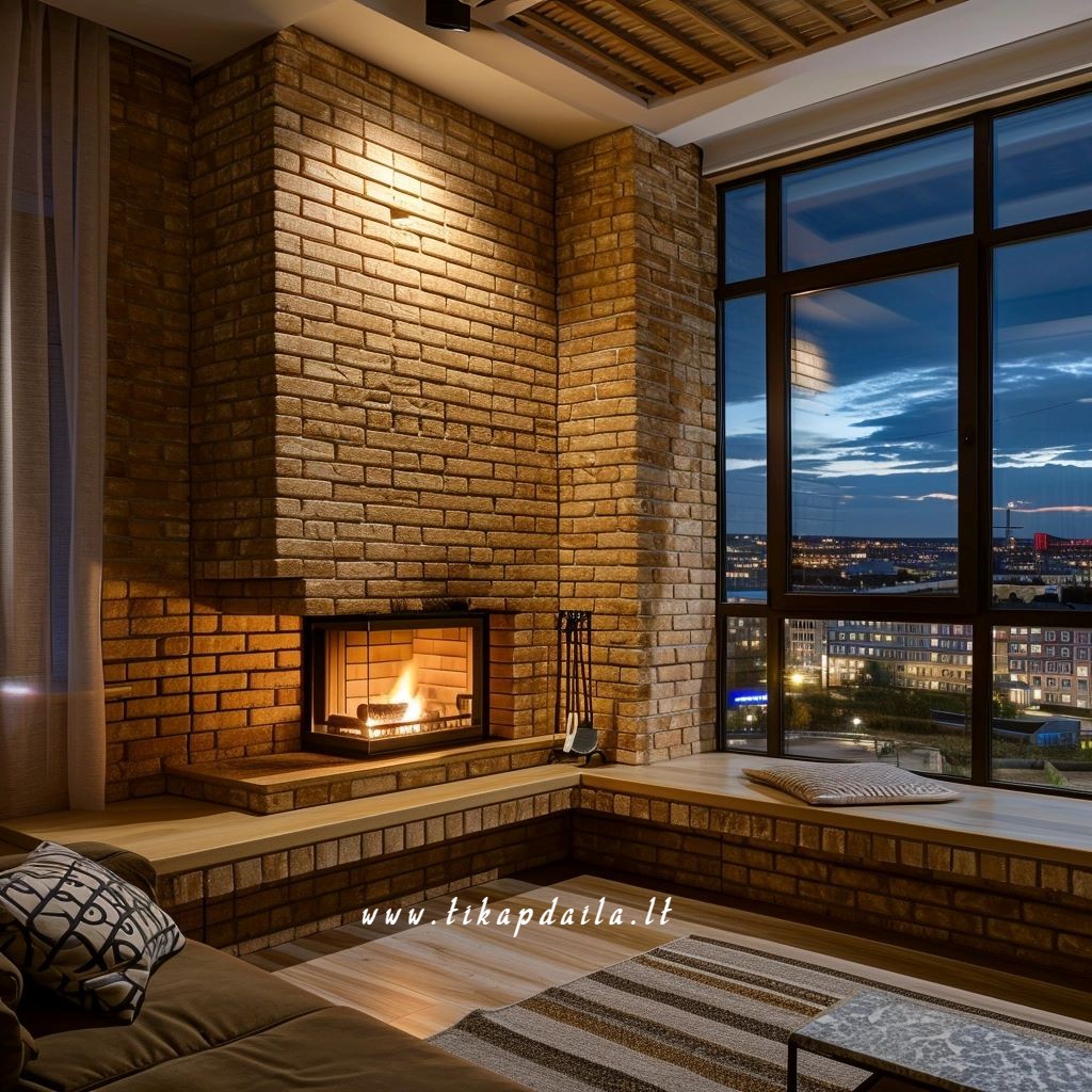 Židinio apdaila dekoratyviniu akmeniu