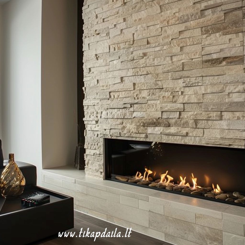 Židinio apdaila dekoratyviniu akmeniu