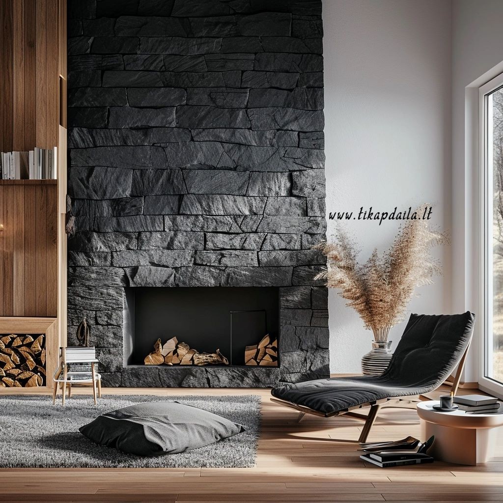 Židinio apdaila dekoratyviniu akmeniu