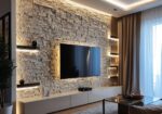 TV sienų apdaila dekoratyviniu akmeniu