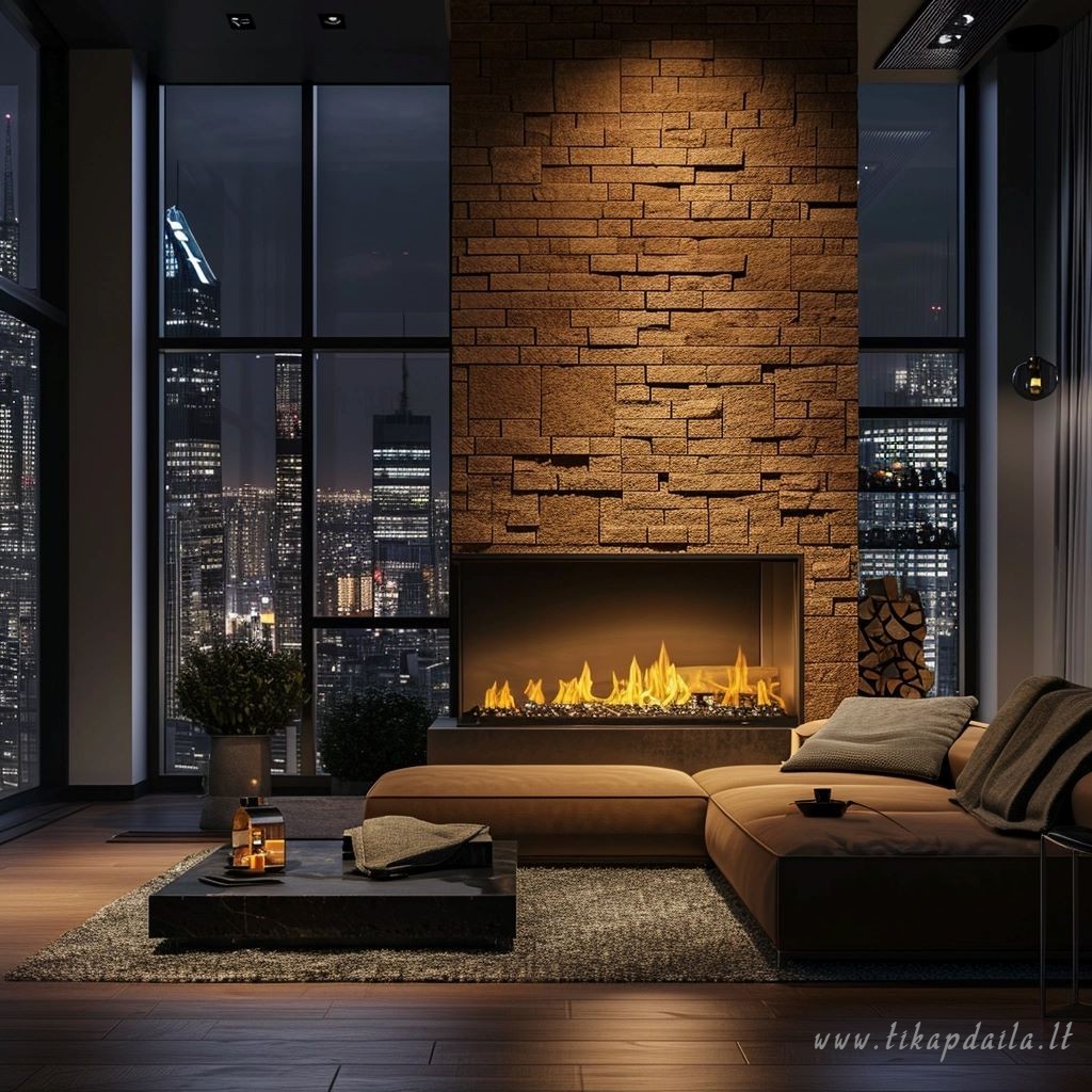 Židinio apdaila dekoratyviniu akmeniu