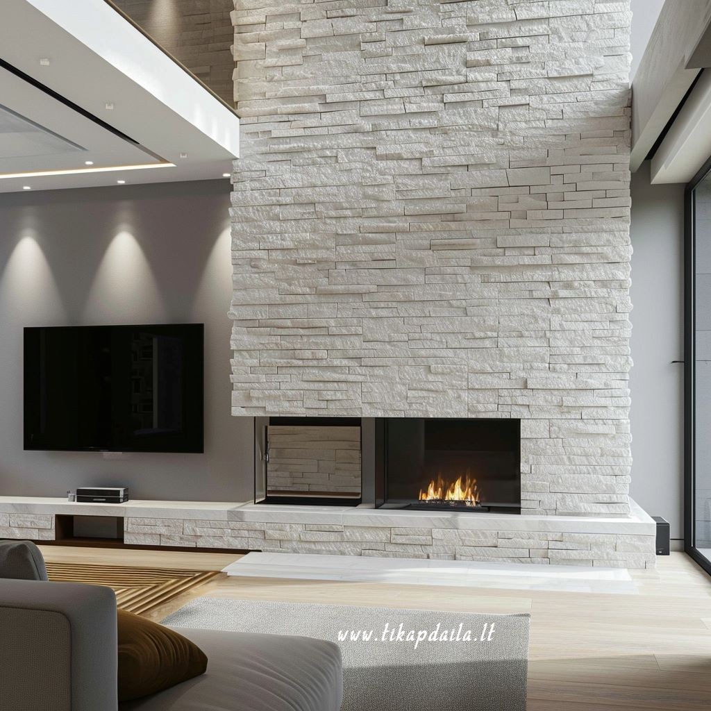 Židinio apdaila dekoratyviniu akmeniu