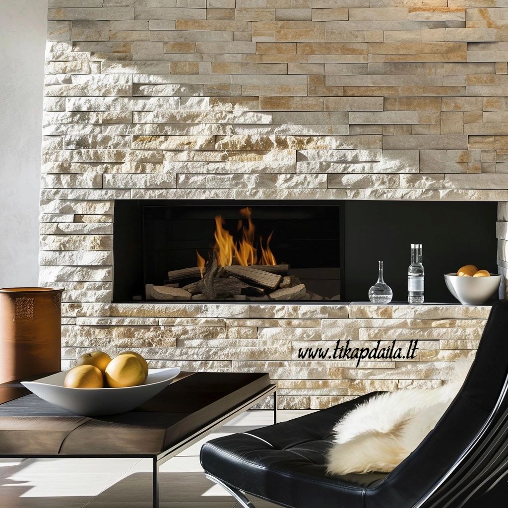 Židinio apdaila dekoratyviniu akmeniu