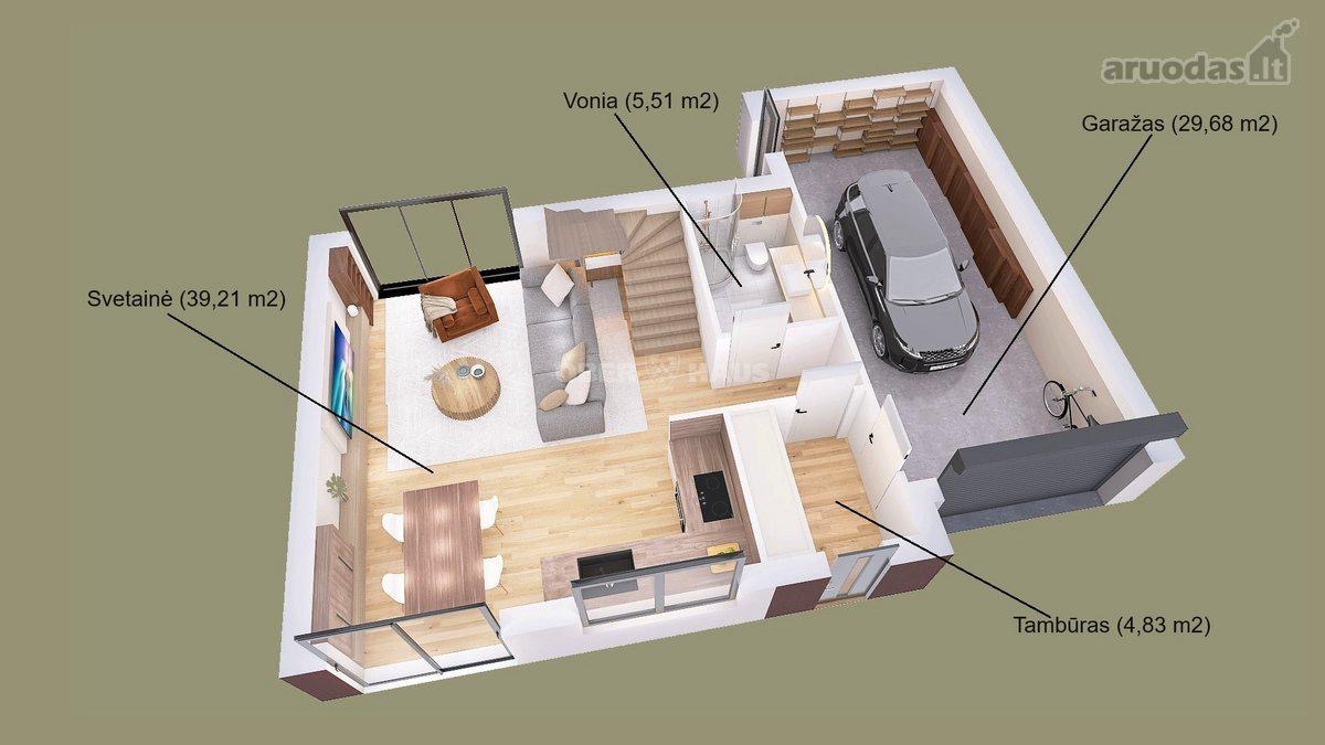 Parduodamas Jakuose šiuolaikiškas A+ klasės, Klaipėdos r.