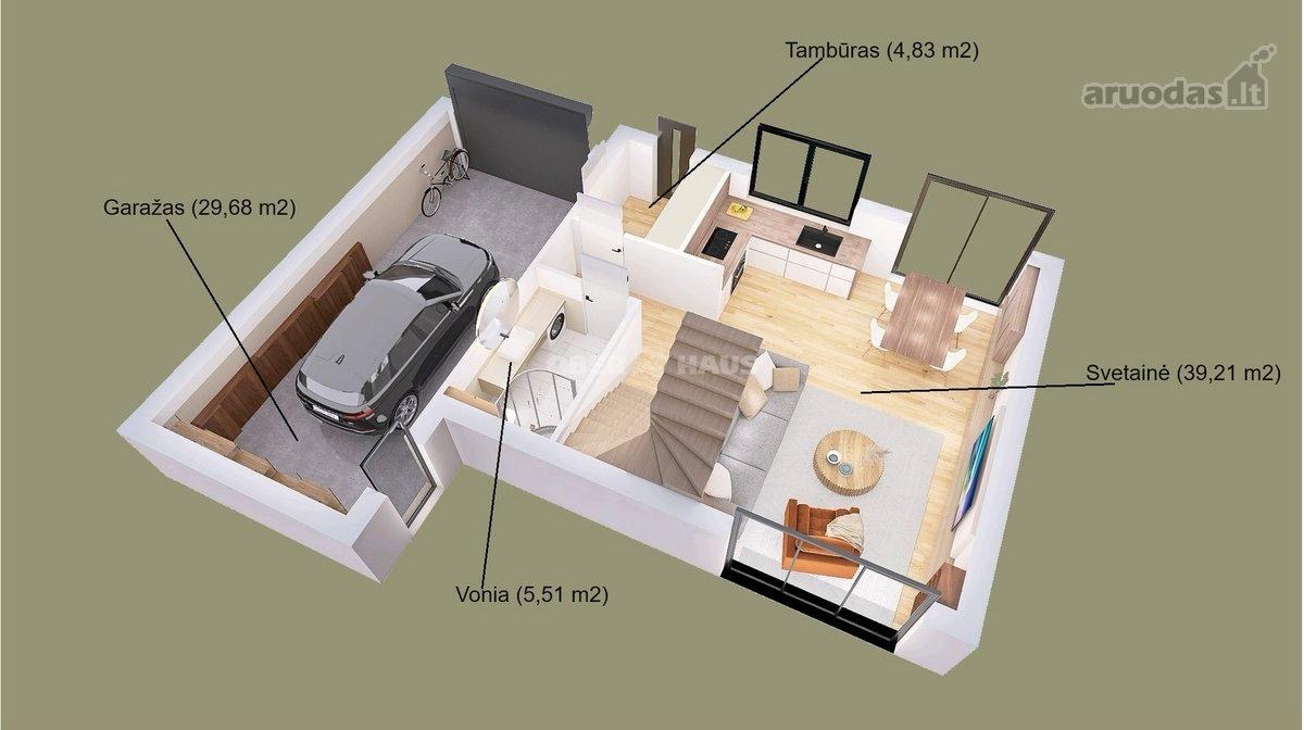 Parduodamas Jakuose šiuolaikiškas A+ klasės, Klaipėdos r.