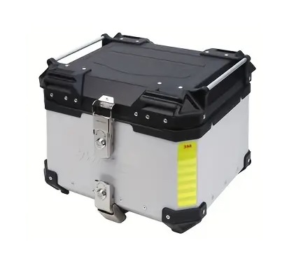 Motociklo centrinė dėžė aliuminė sidabrinė/juoda