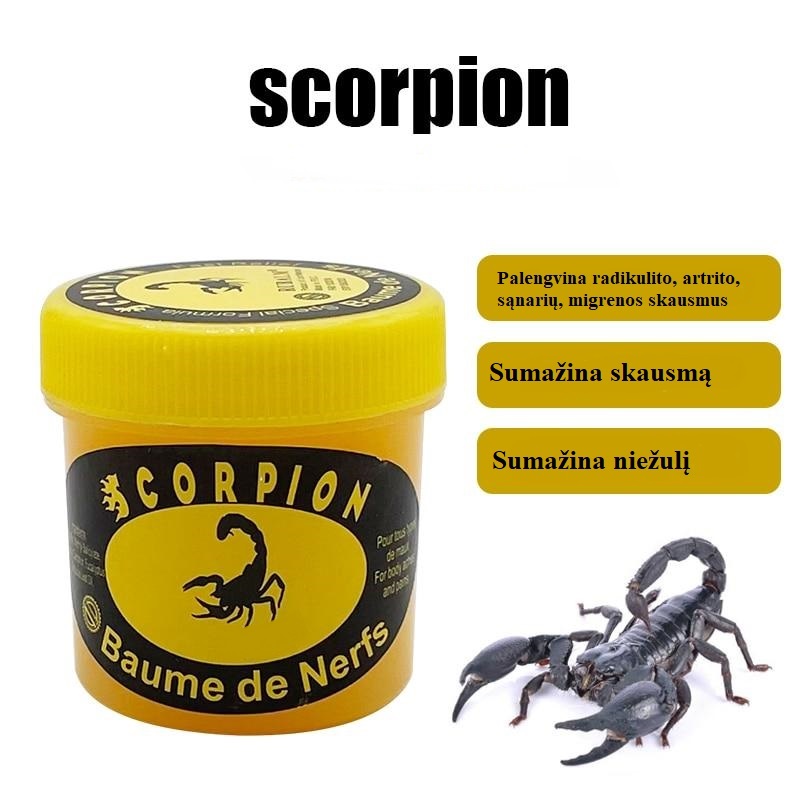 Scorpiono tepalas skausmo simptomams malšinti Scorpion Baume de Nerfs 100 g