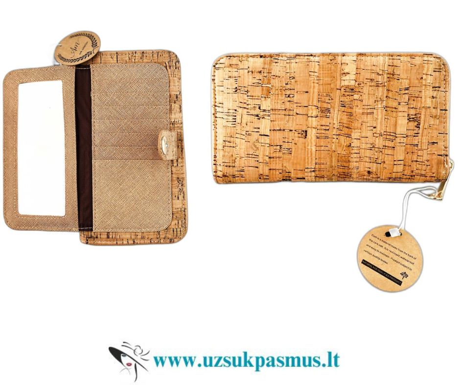 100 % natūralios ir ekologiškos kamštinės piniginės