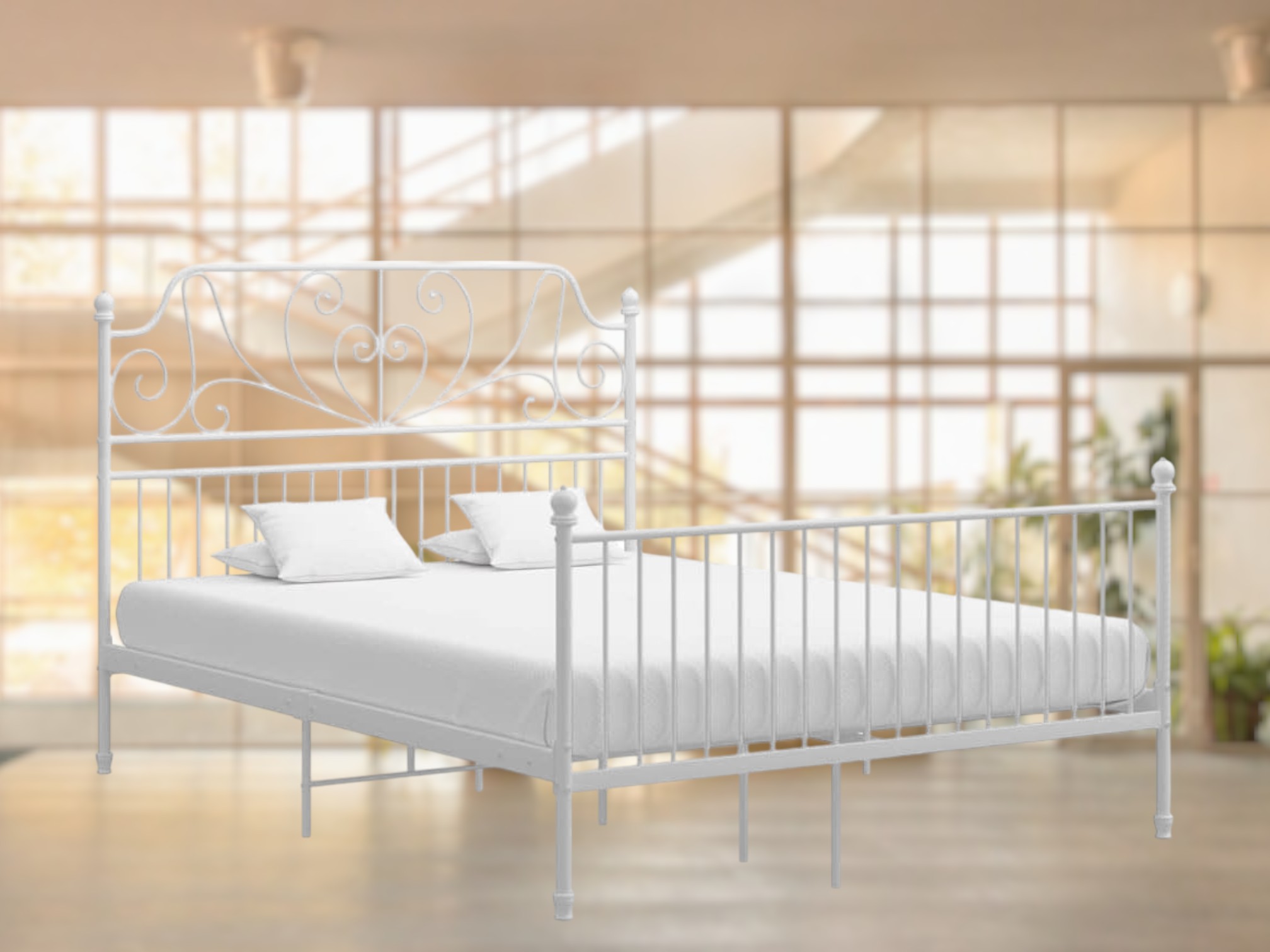 Metalinis lovos rėmas su galvūgaliu