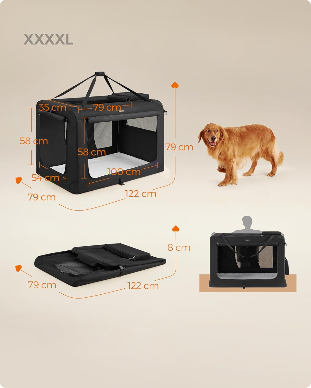 Didelis (XXXXL) sulankstomas šunų krepšys