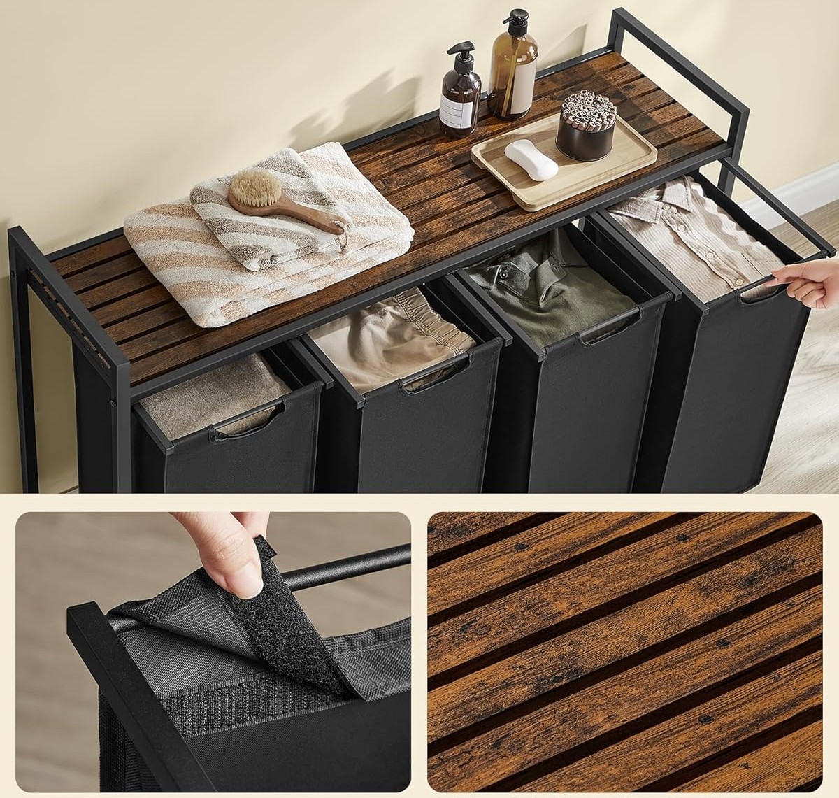 4 skyrių skalbinių laikymo lentyna, 4X40L.