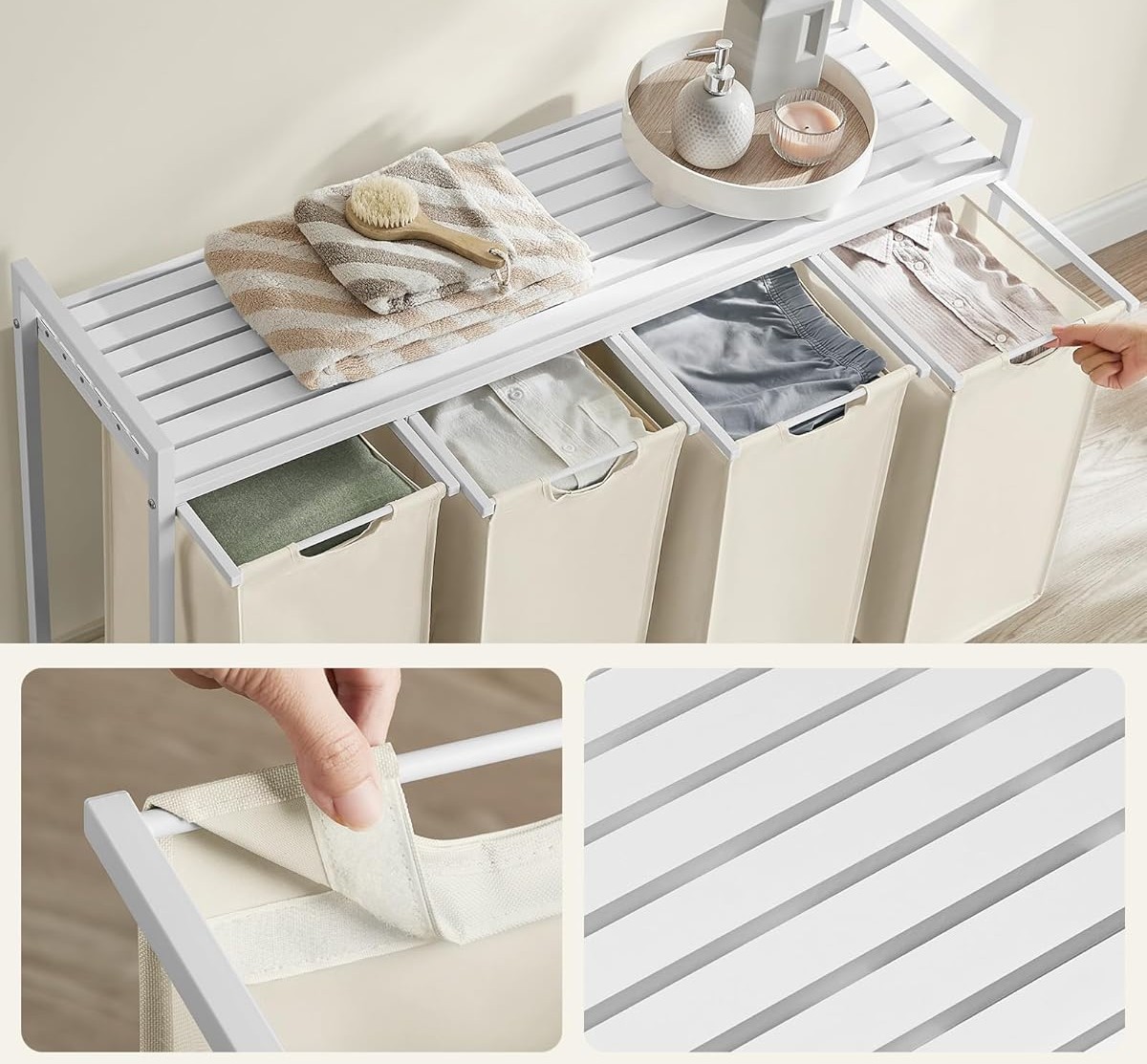 4 skyrių skalbinių laikymo lentyna, 4X40L.