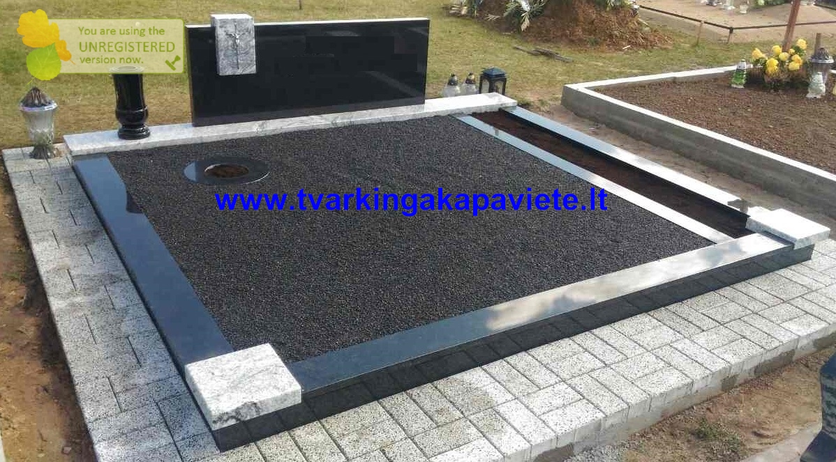 Kapaviečių įrengimas, tvarkymas, kapo dengimas plokštėmis, paminklai