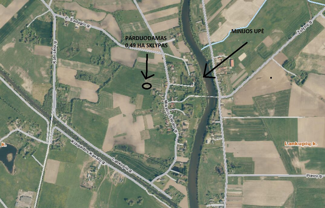 Parduodamas 0,49 ha sklypas Klaipėdos rajone, Lankupių kaime, netoli Minijos upės