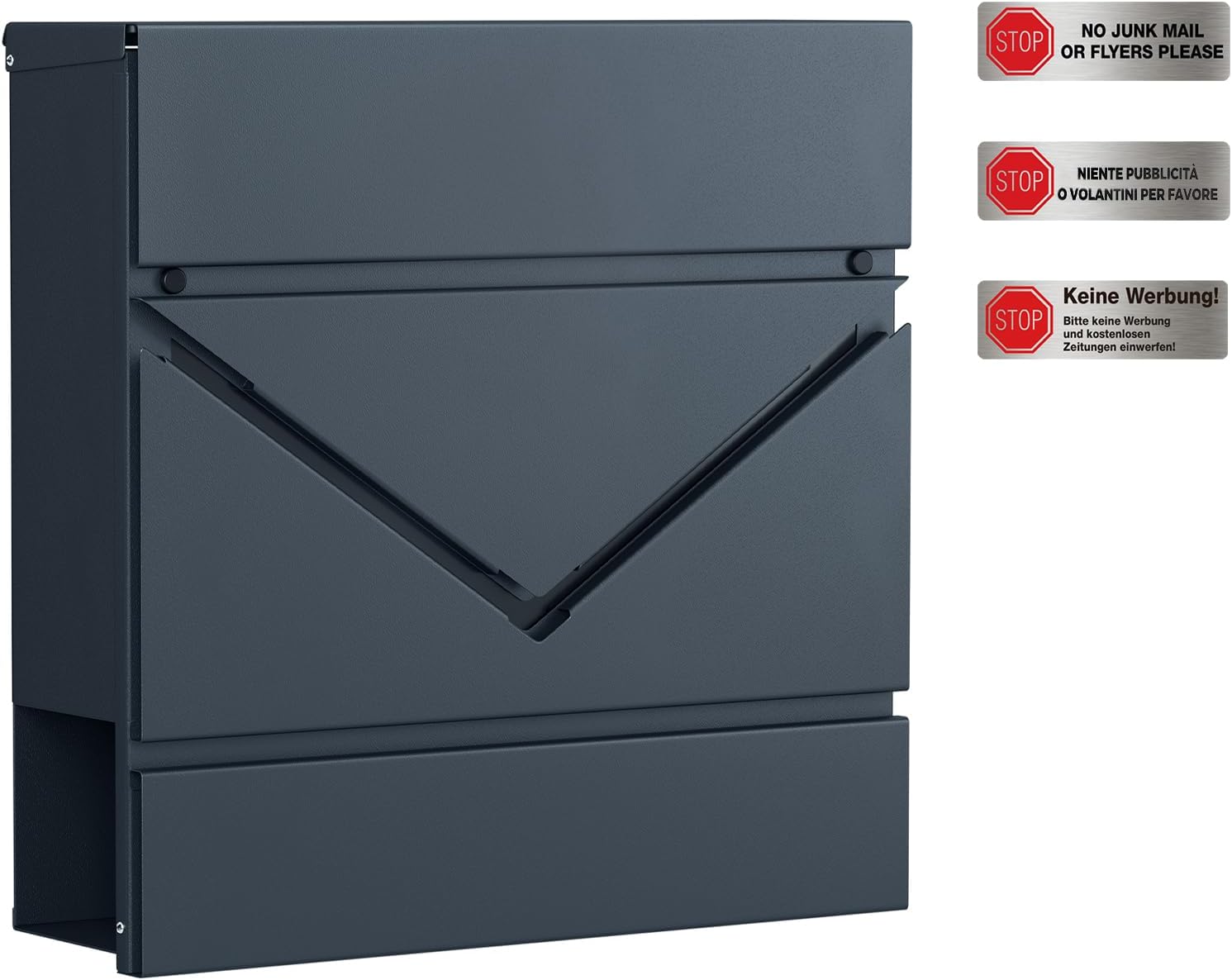 Pašto dėžutė su užraktu ir dangteliu.