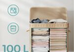 Bambukinis skalbinių krepšys su dangčiu 100 L.