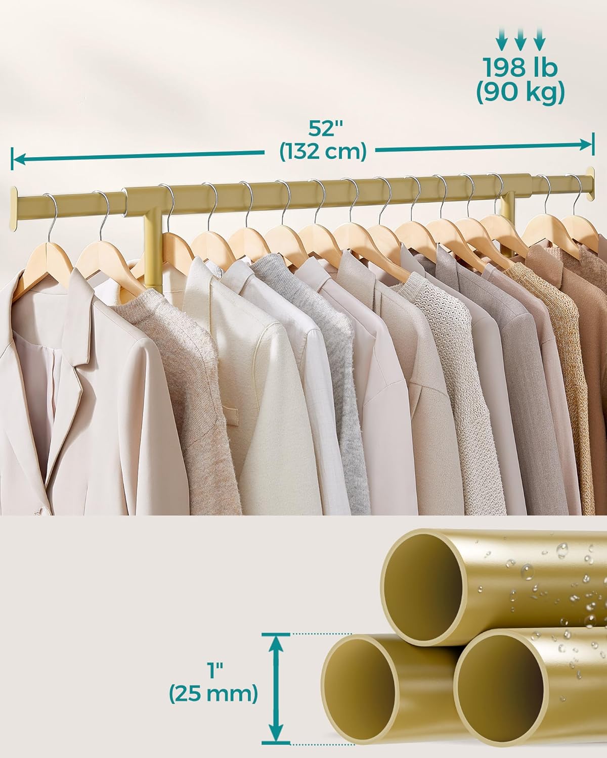 Drabužių kabykla su ratukais.