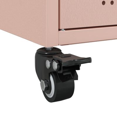 Plieninė, rožinė spintelė