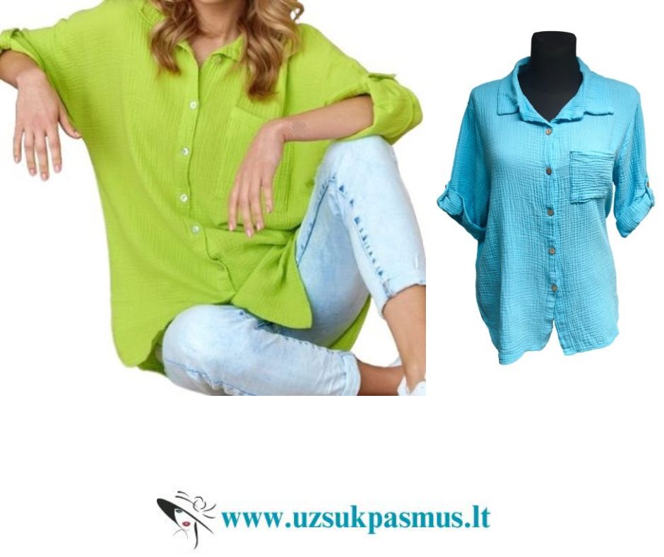 Moteriški muslino marškinėliai