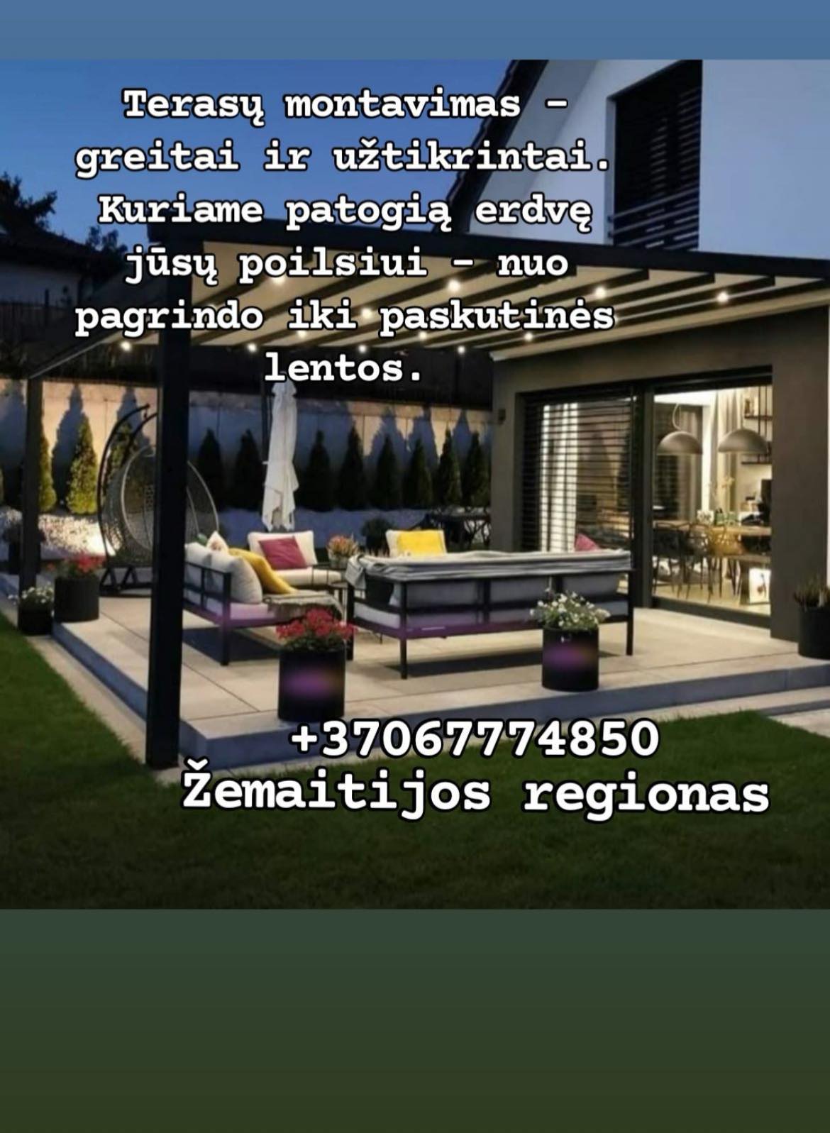 Terasos irengimas Klaipeda Gargzdai Palanga Kretinga Vakaru Lietuva