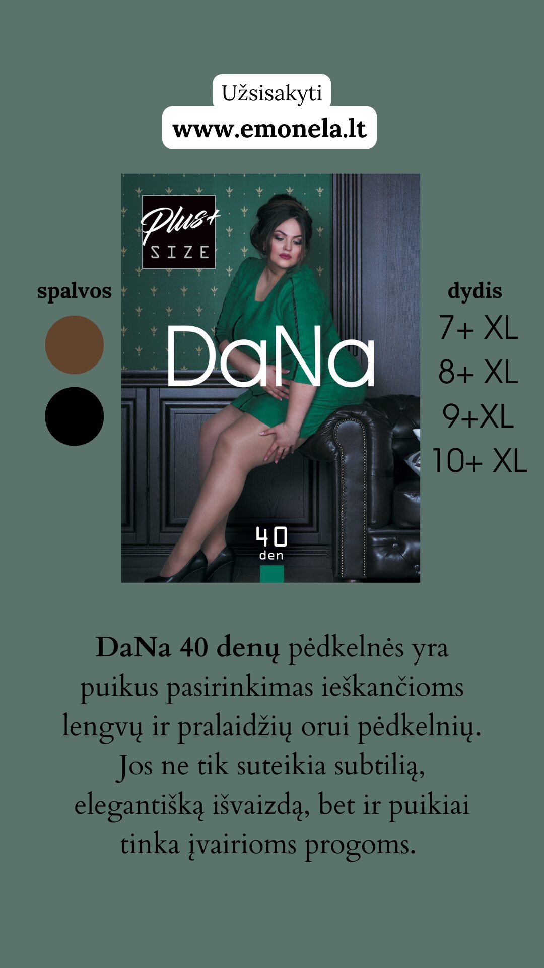 Pėdkelnės 100 den didesnis dydis