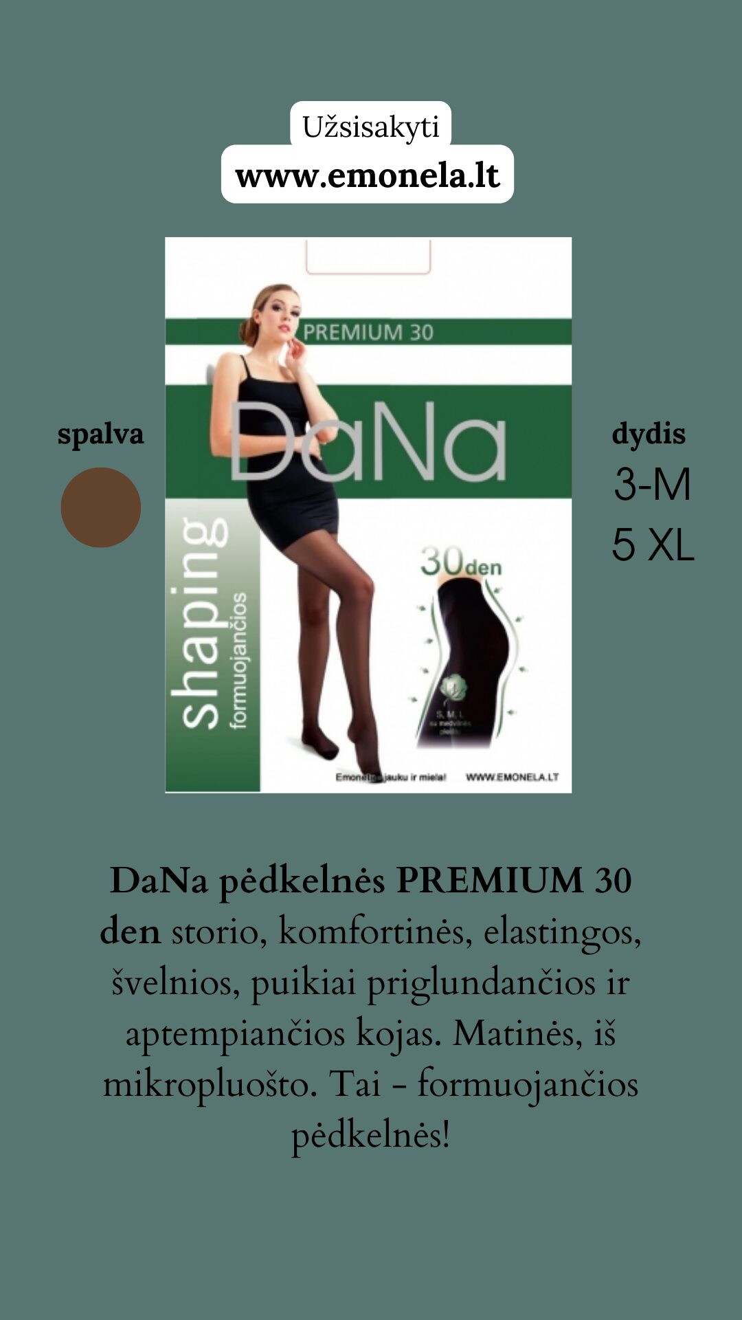 Pėdkelnės 100 den didesnis dydis