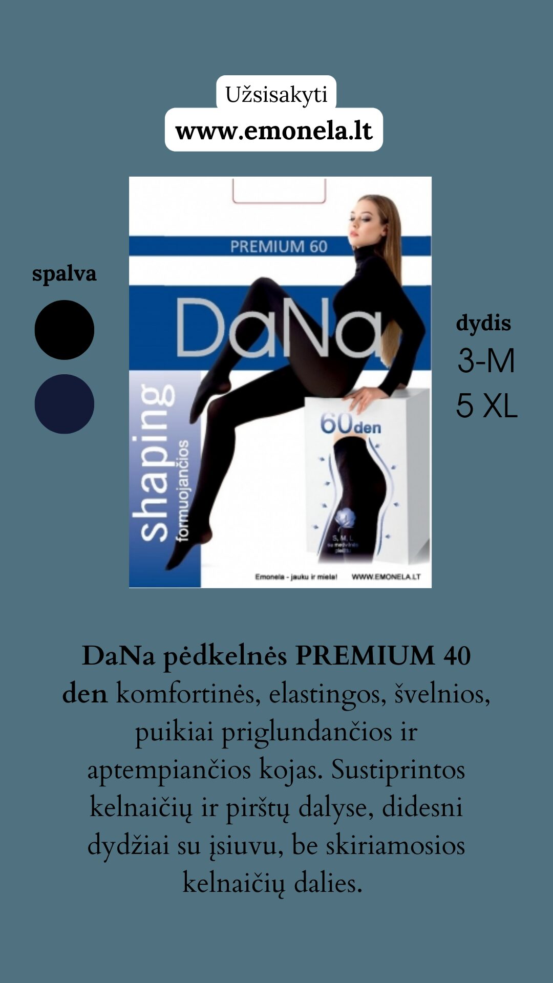 Pėdkelnės 100 den didesnis dydis