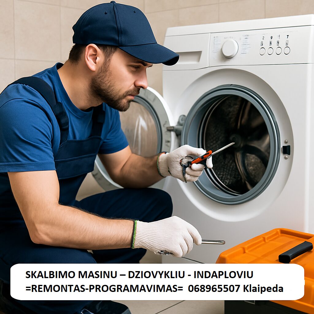 SKALBIMO MASINU – DZIOVYKLIU – INDAPLOVIU =REMONTAS-PROGRAMAVIMAS= 0-689-65507 Klaipeda (Klaipėda)