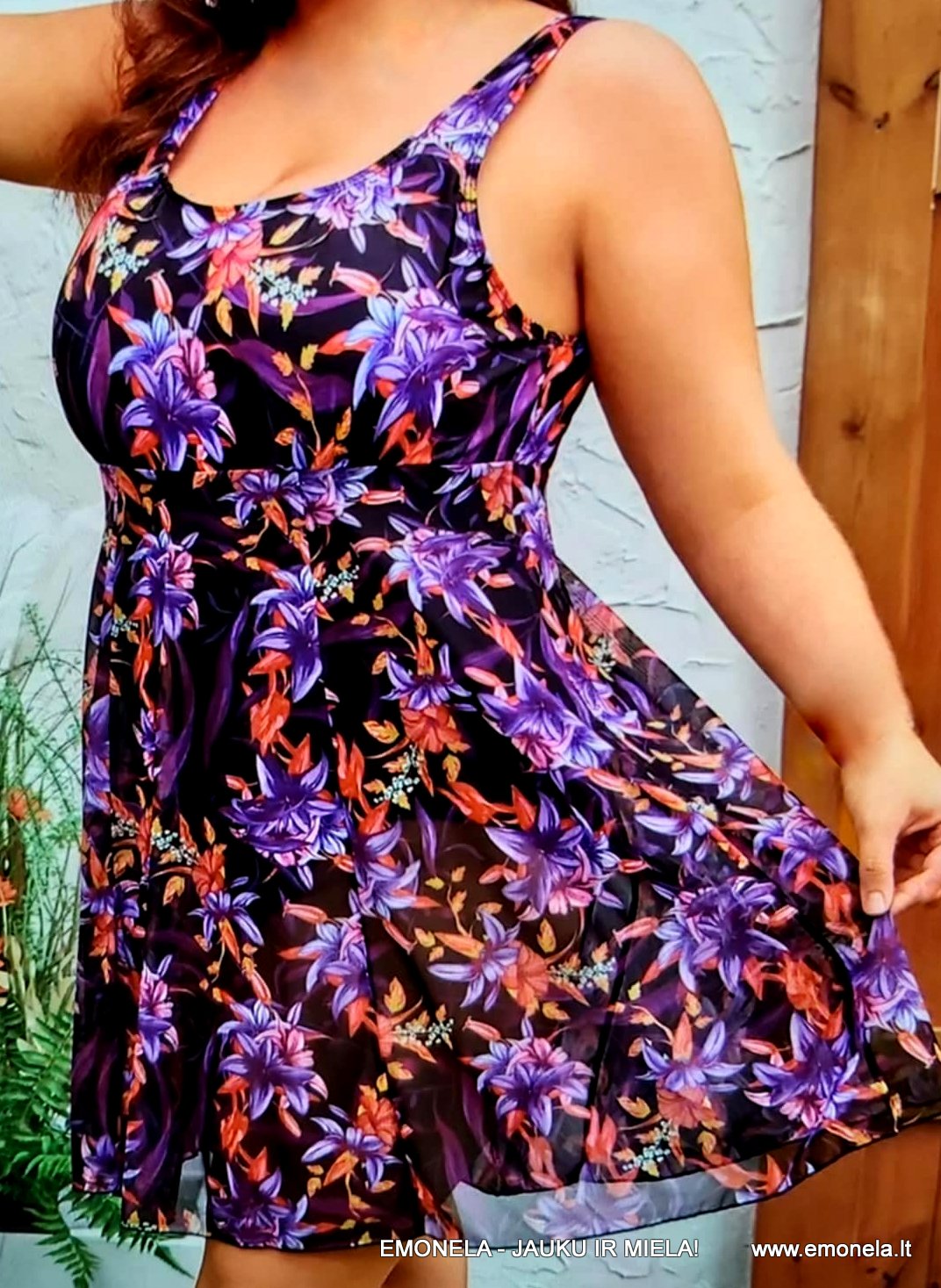 5 XL Maudymosi kostiumėlis suknutė PURPURINĖ VASARA