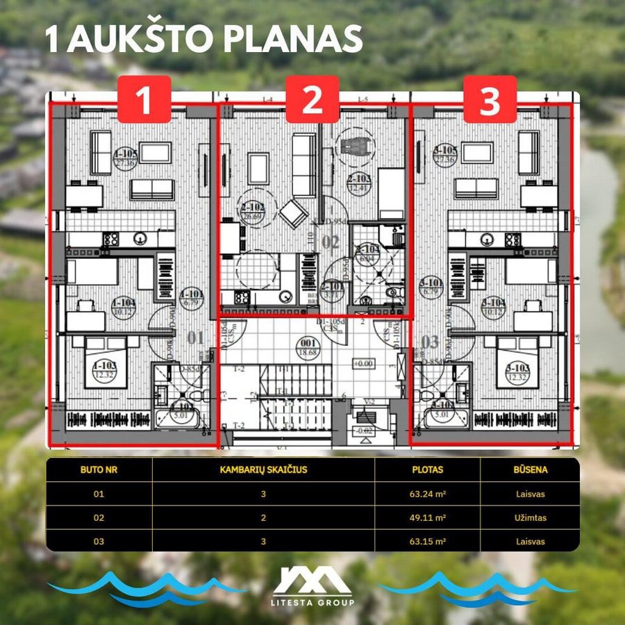 Parduodami naujos statybos name butai