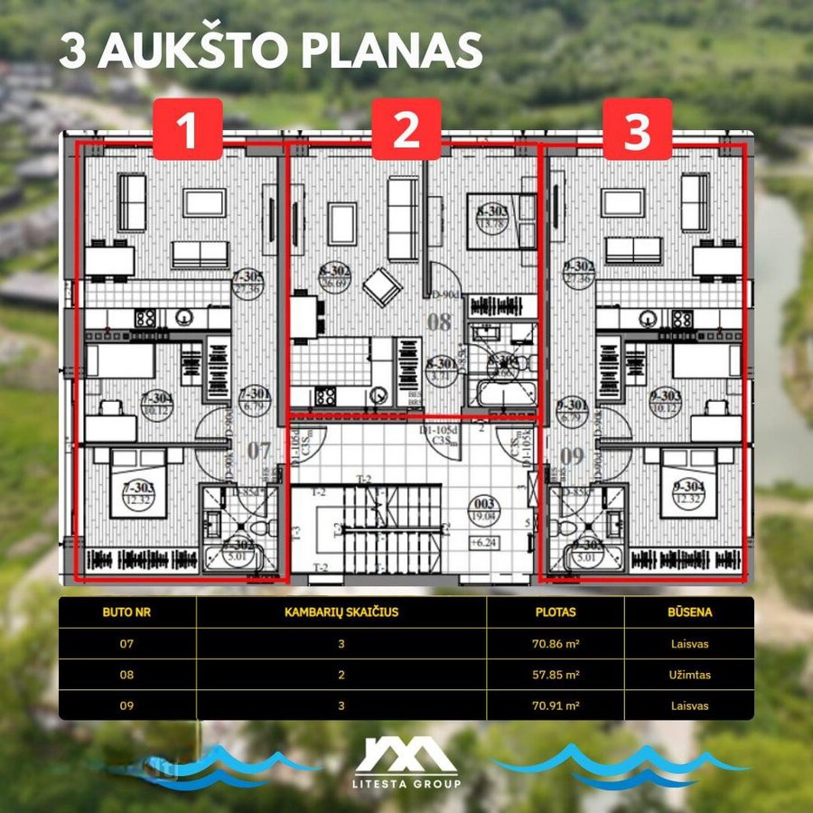 Parduodami naujos statybos name butai