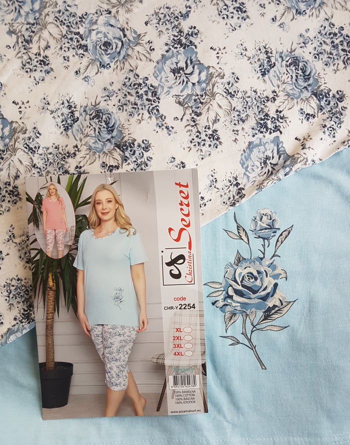 Pižama AGNUTĖ, 2 dalių, medvilnė, žydra tik 2XL, tik 10 €