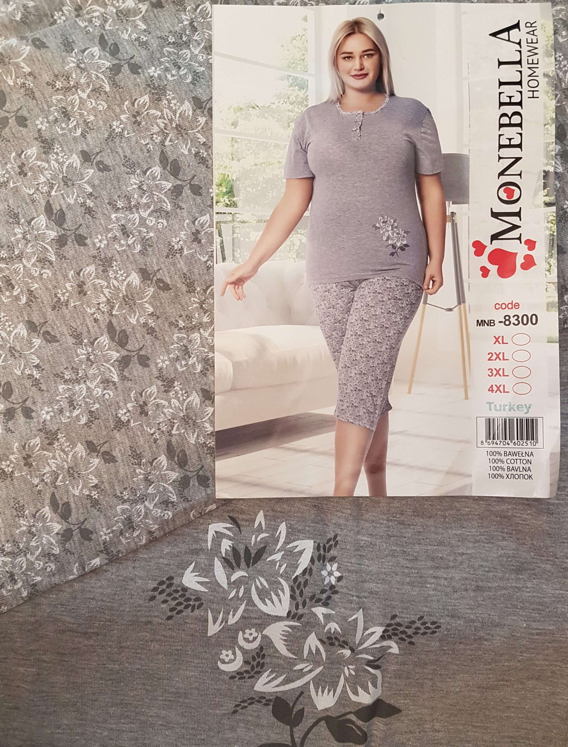 Pižama PILKUTĖ, trumpa, XL