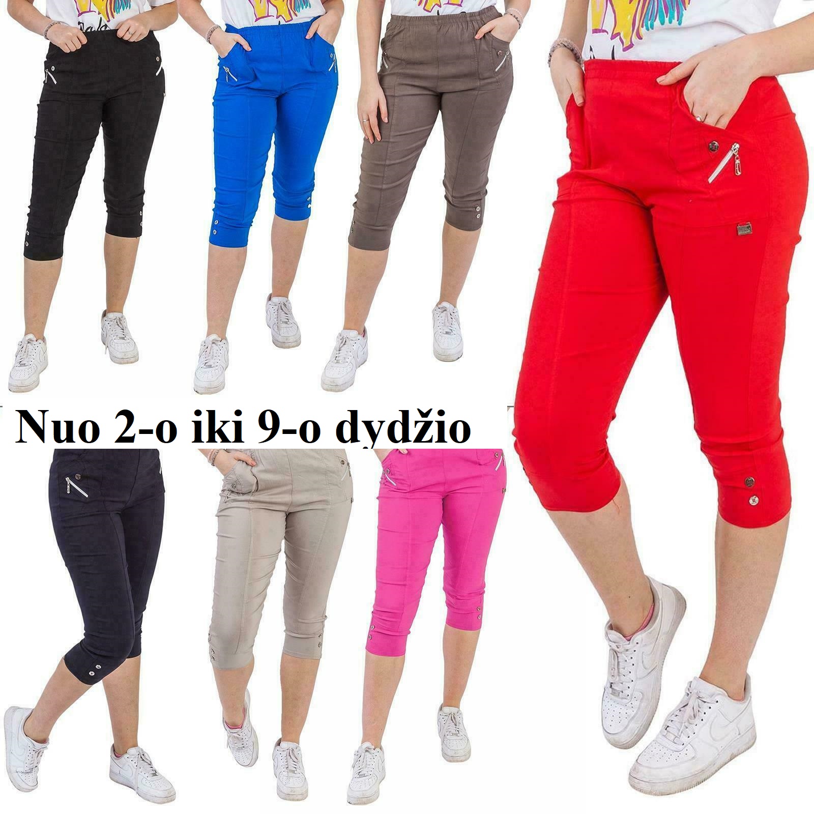 Elastingi moteriški bridžai aukštu liemeniu iki 9 dydžio