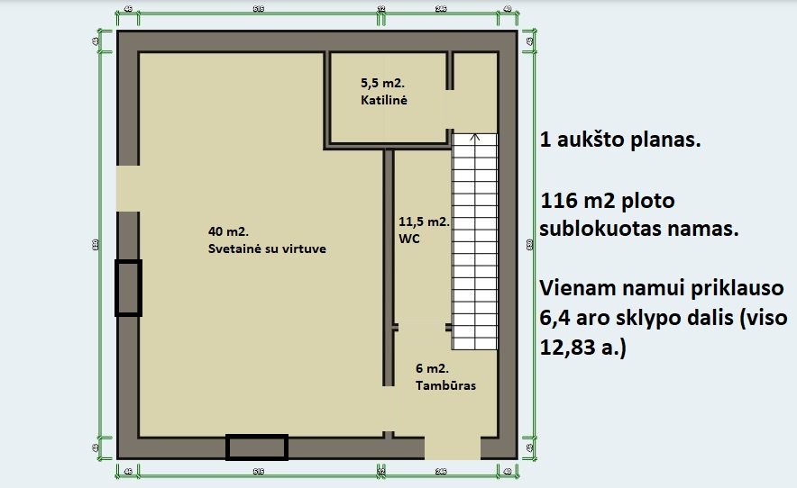 Parduodamas sublokuotas kotedžas – Mazūriškiai, Klaipėdos r.