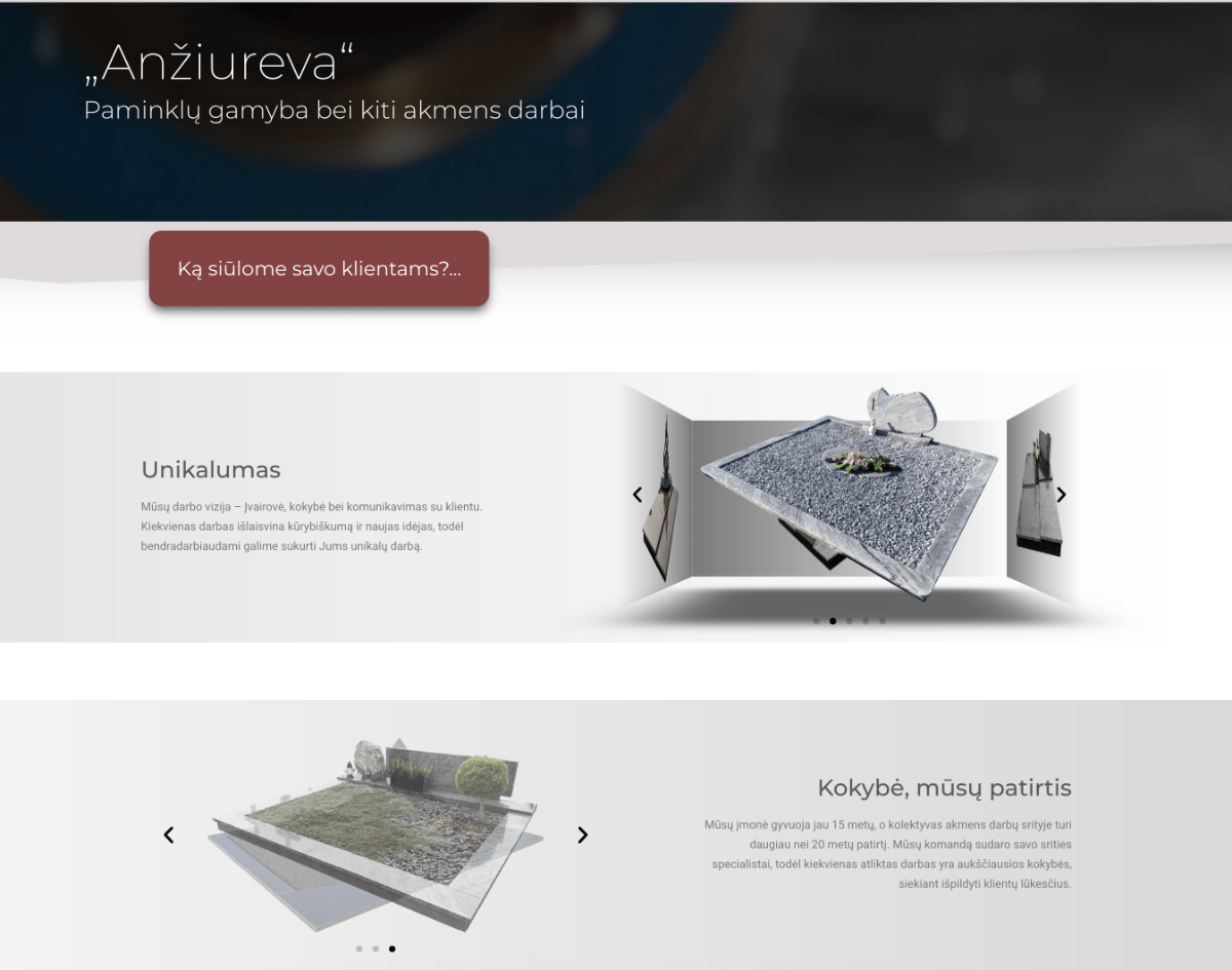 Paminklų gamyba, paminklai, antkapiai – Anziureva.lt