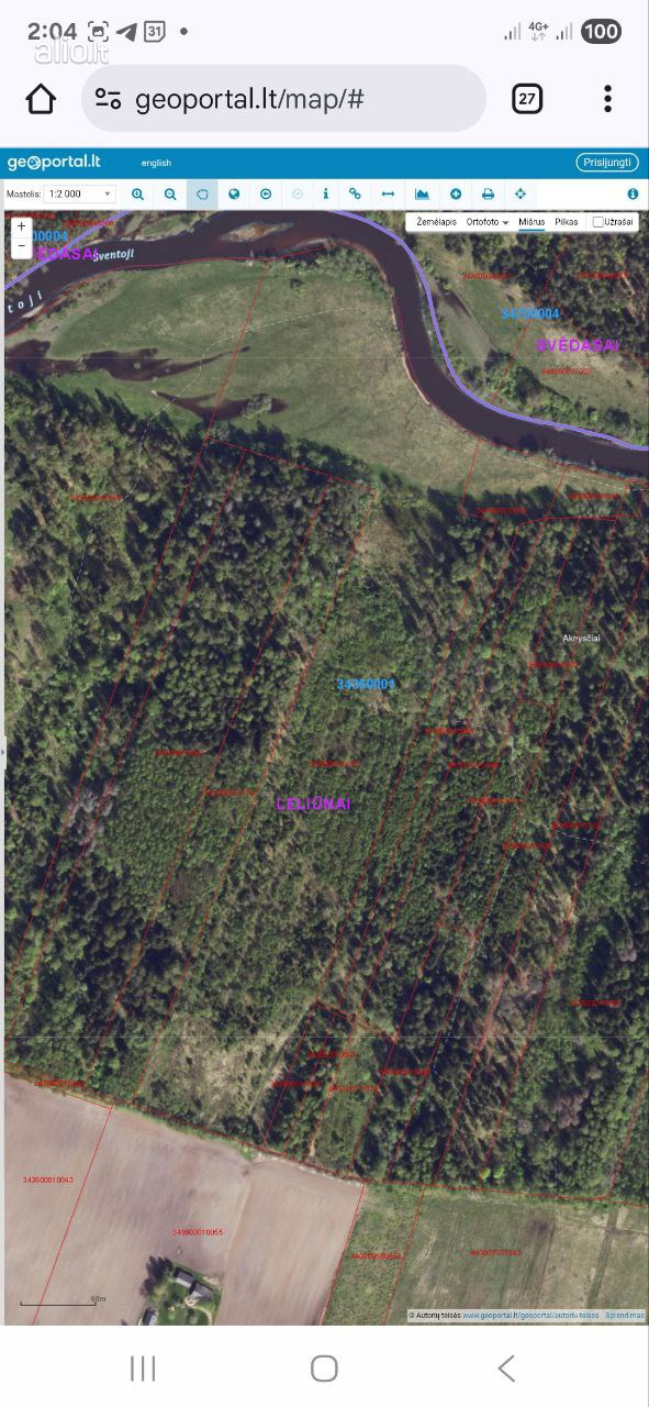 Žemės ūkio paskirties sklypas 6.5 ha su mišku – šalia upės Šventoji – Anykščių raj. Debeikių sen.