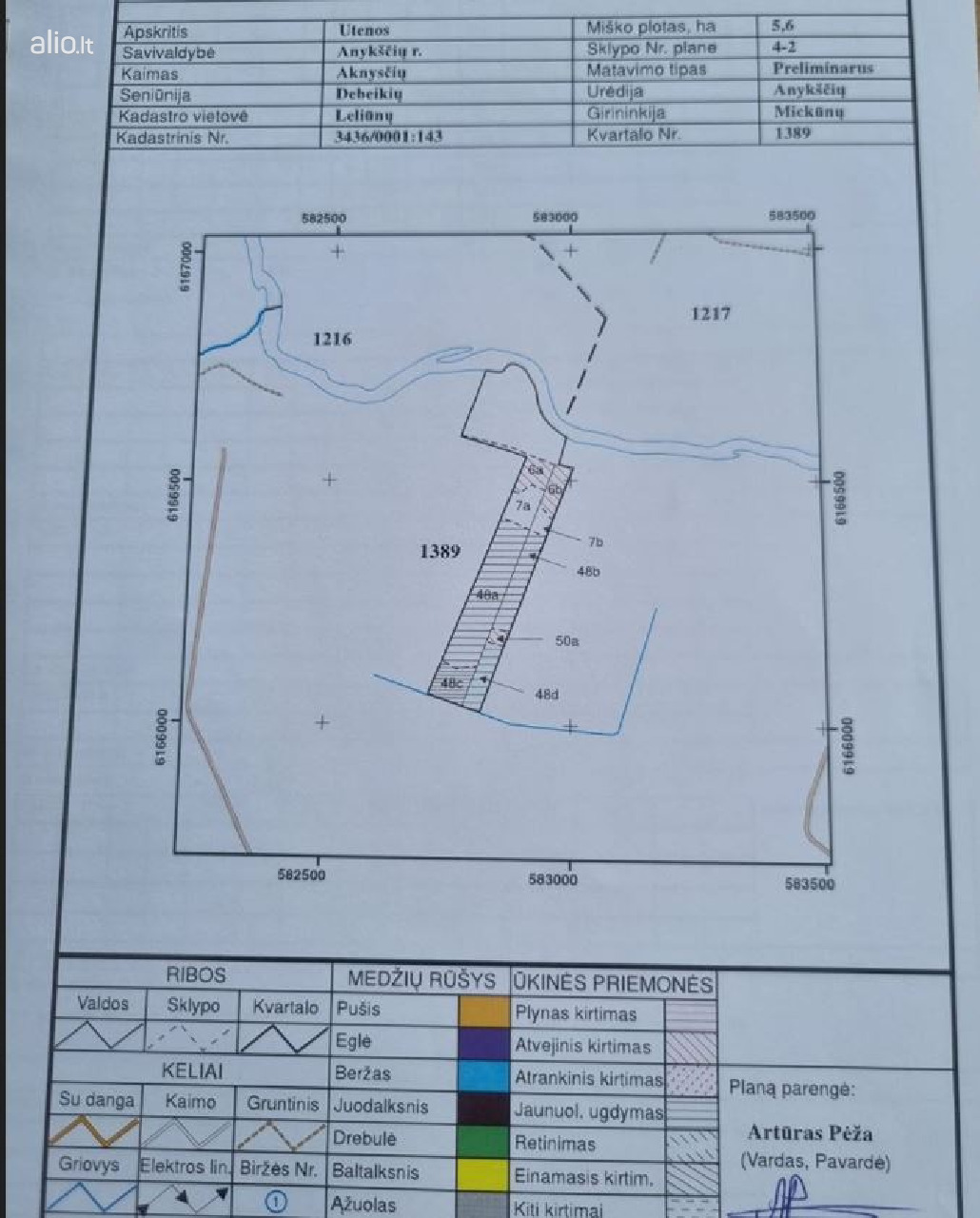 Žemės ūkio paskirties sklypas 6.5 ha su mišku – šalia upės Šventoji – Anykščių raj. Debeikių sen.