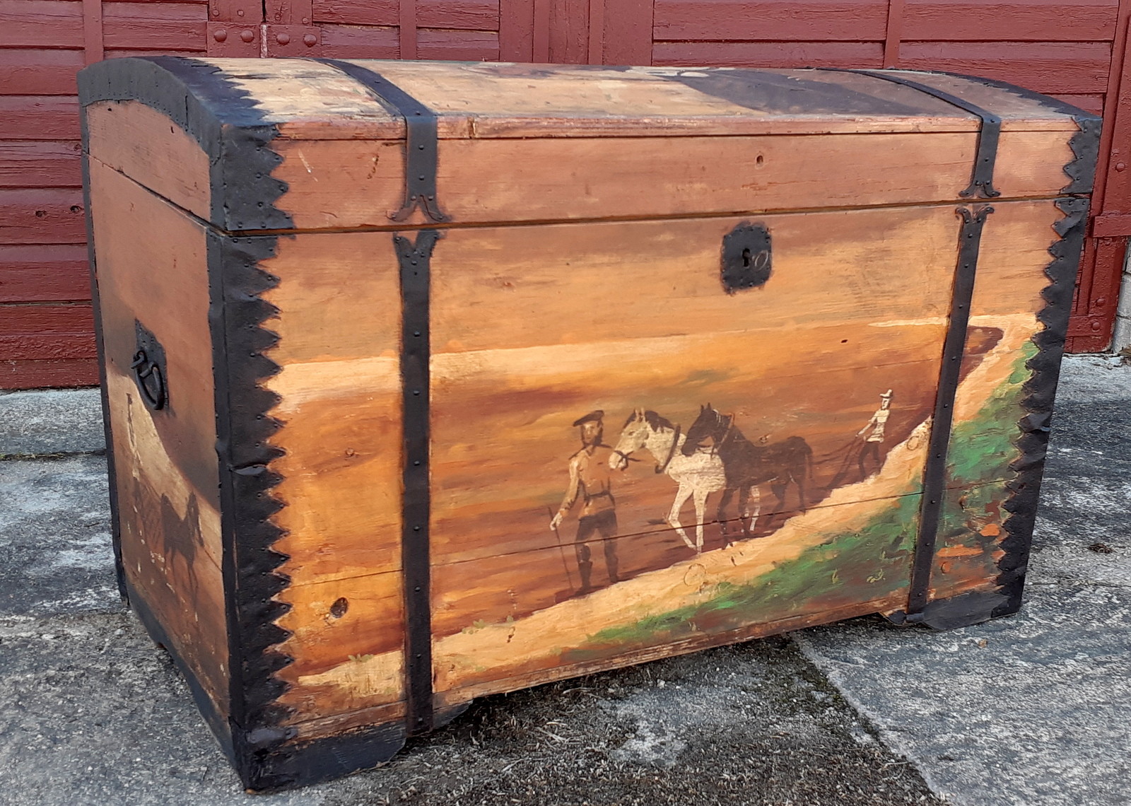 Senovinė meniška Kraičių Skrynia