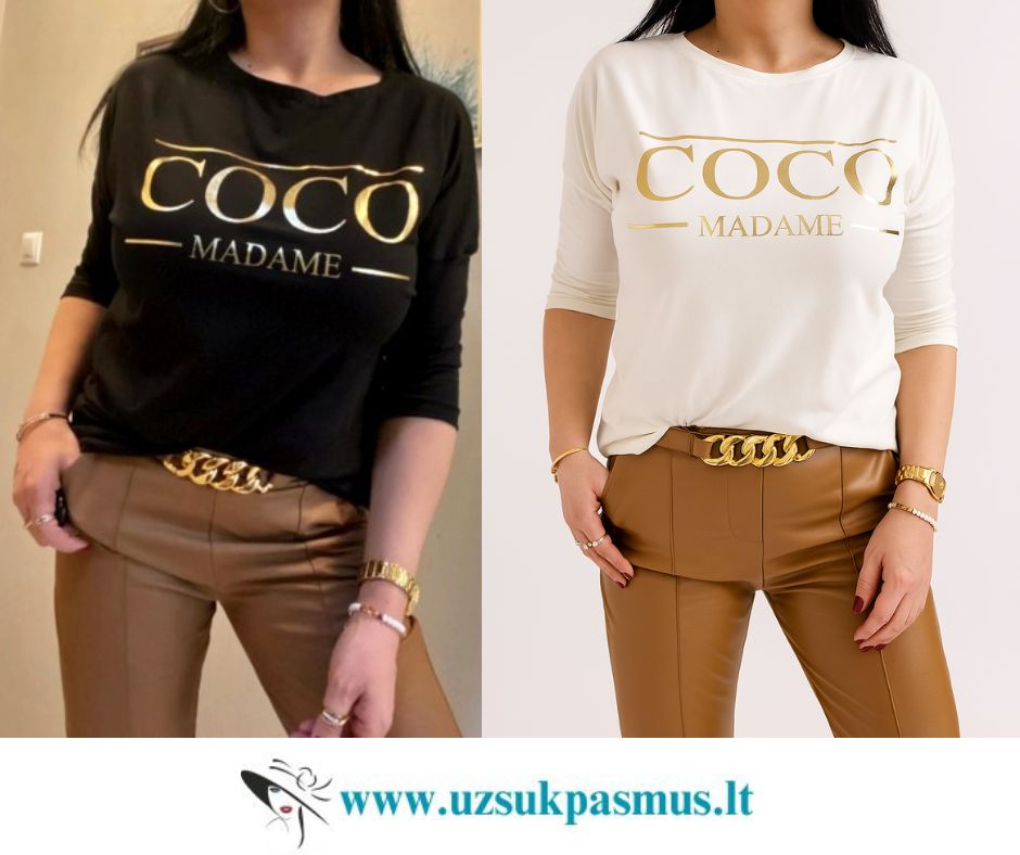 100% medvilninė palaidinė su auksine aplikacija