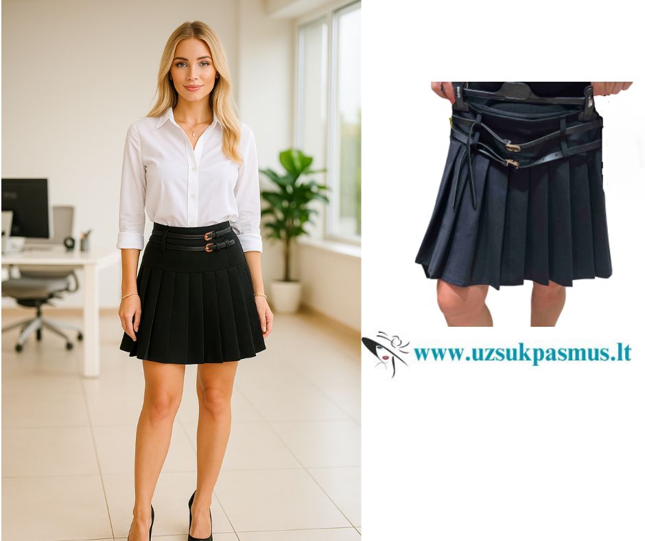 Jaunatviškas klostuotas sijonas