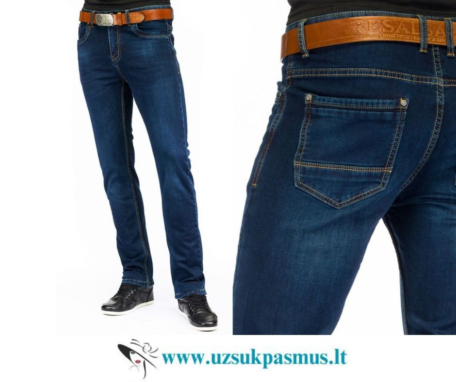 Klasikiniai mėlyni džinsai vyrams