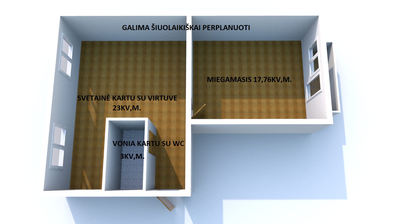 GERA KAINA. Parduodamas 2 kambarių butas