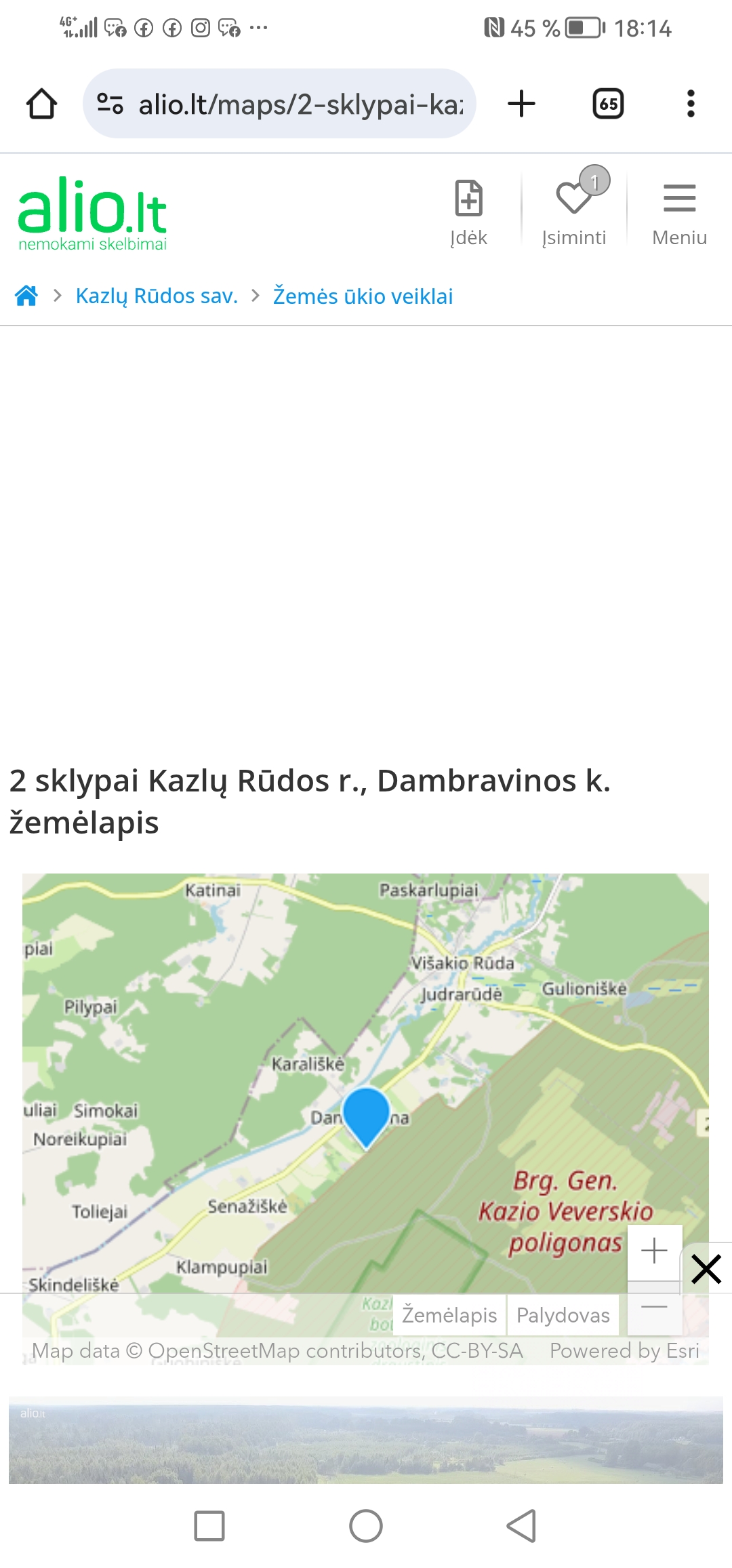 Parduodamas sklypas 1,45ha Kazlų rudos raj. Dambravimos km.