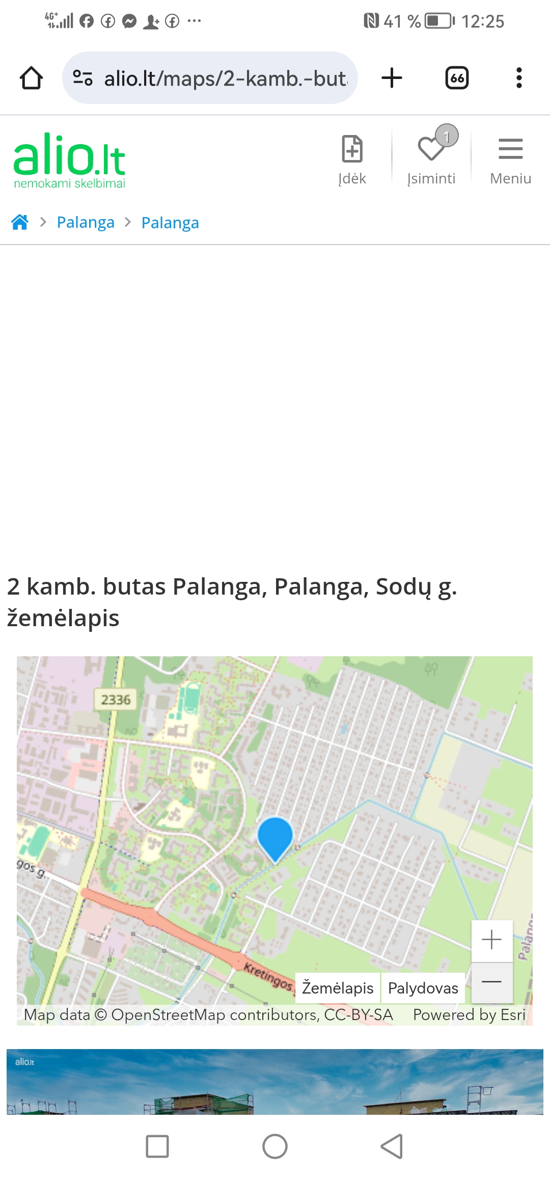 Parduodamas 2 kambarių butas Palangoje