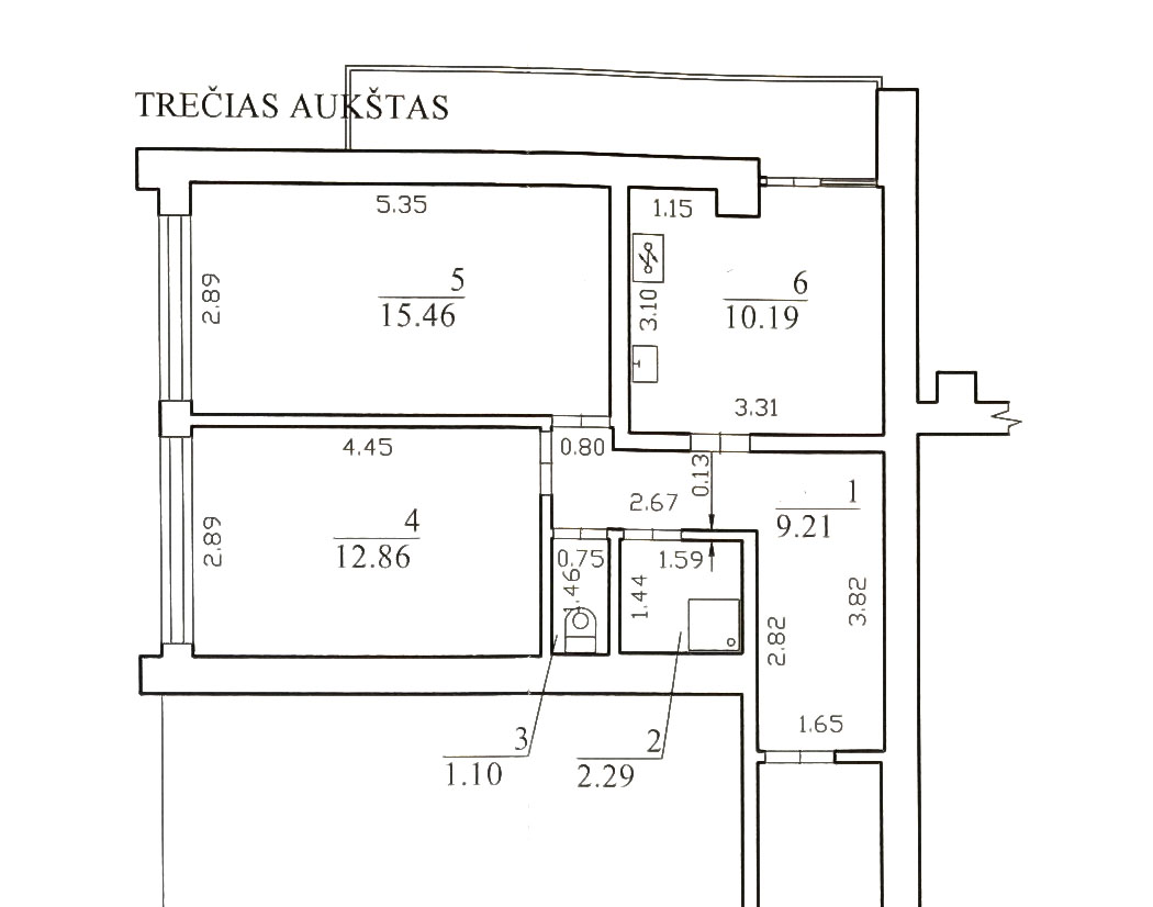Parduodamas 2 kambarių butas trečiame aukšte Nemuno g. 31c, Panevėžyje