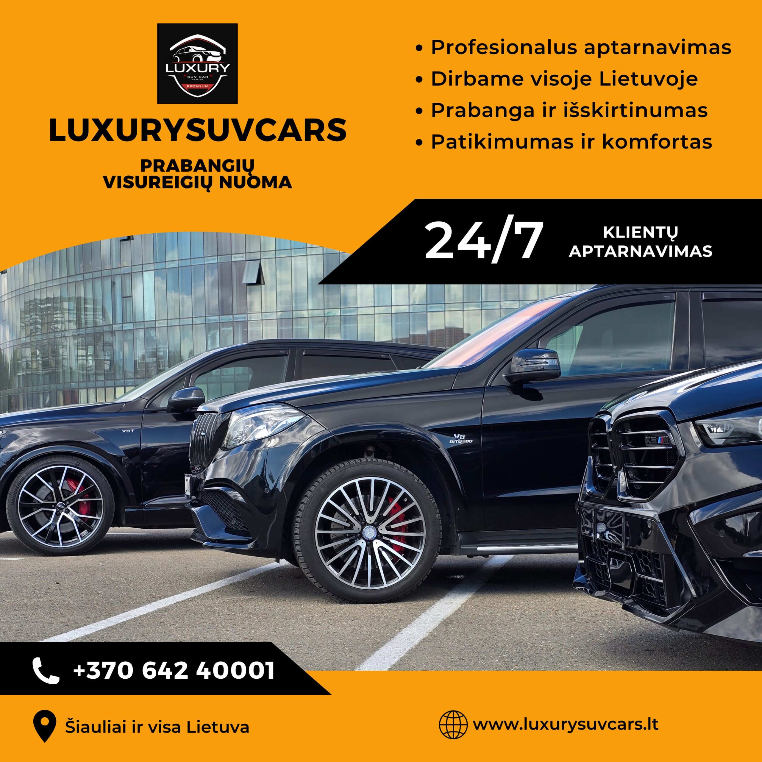 Prabangių visureigių nuoma su vairuotoju – visoje Lietuvoje